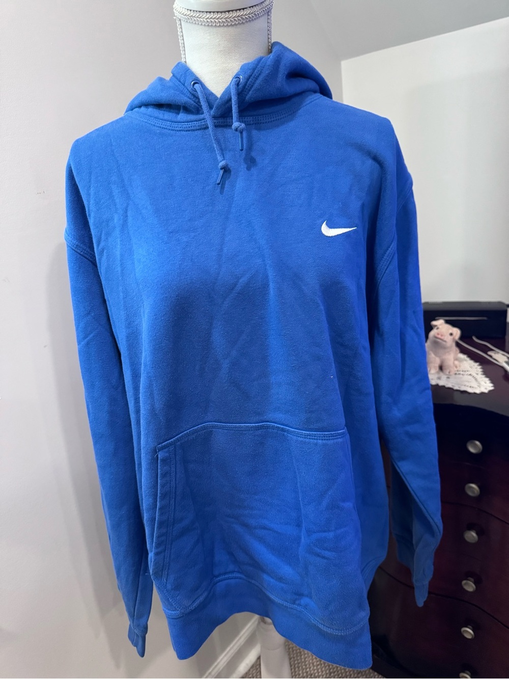 Nike Men’s Royal Blue Crewneck Hoodie with White Swoosh